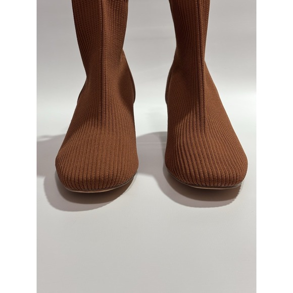 Joie Ribbed Knit Stretchy Neely Block Heel Sock Ankle Boots Toffee Sz 6.5 - Picture 4 of 9